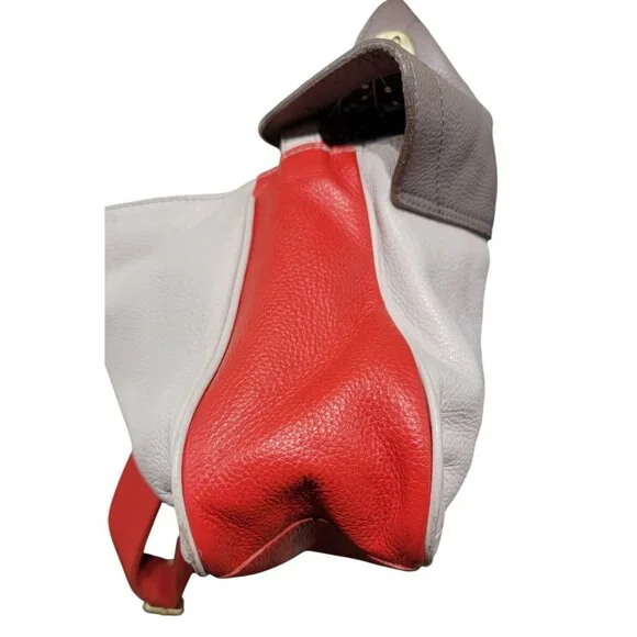 Boden Red & Gray Leather Crossbody Bag With Floral Lining - Picture 7 of 16